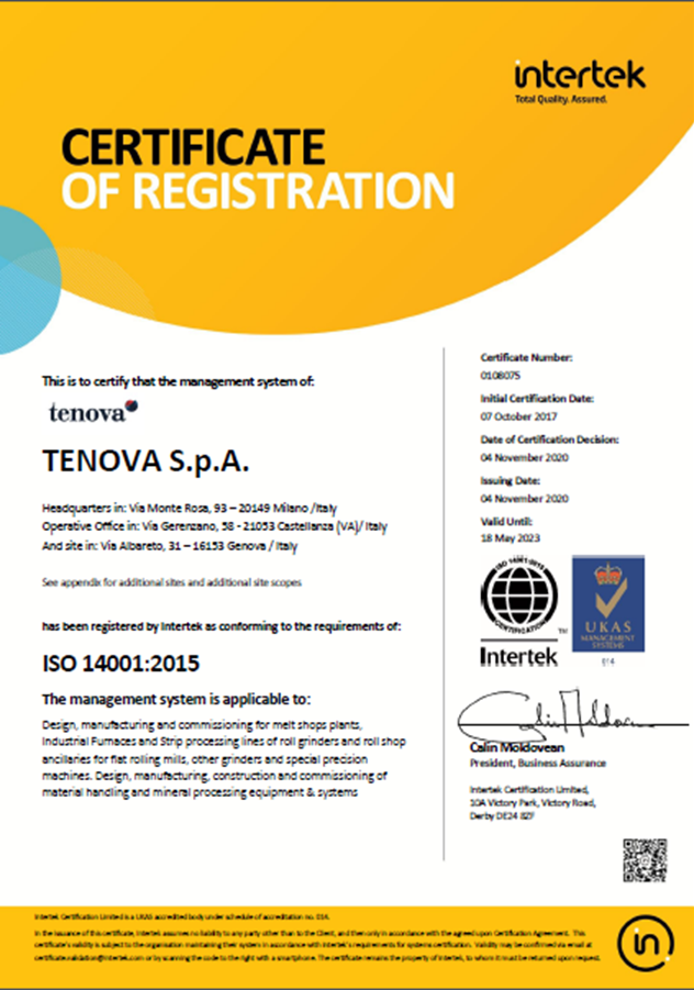 Certificato ISO 14001